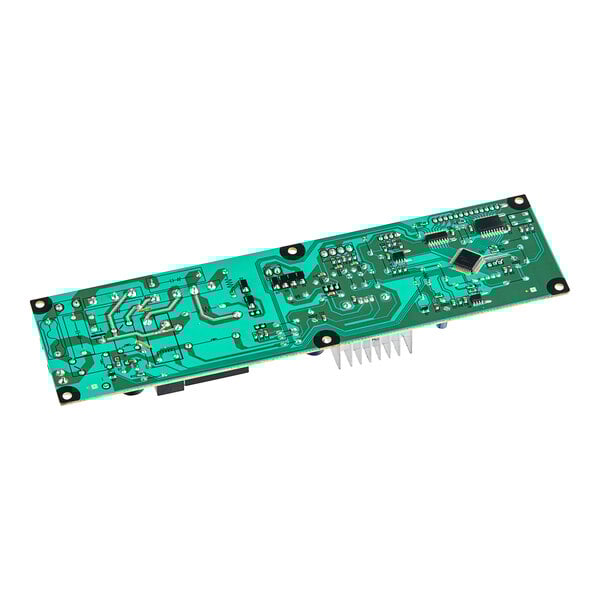 A green Turbo Air PCB board with electronic components.