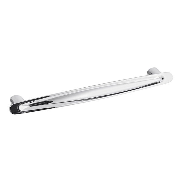 A silver chrome Turbo Air door handle.