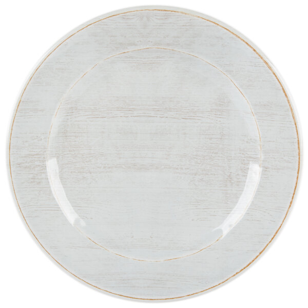 A white Carlisle melamine bread and butter plate with a light gray rim.