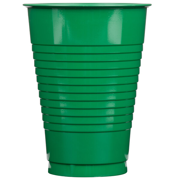 A Creative Converting emerald green plastic cup on a white background.