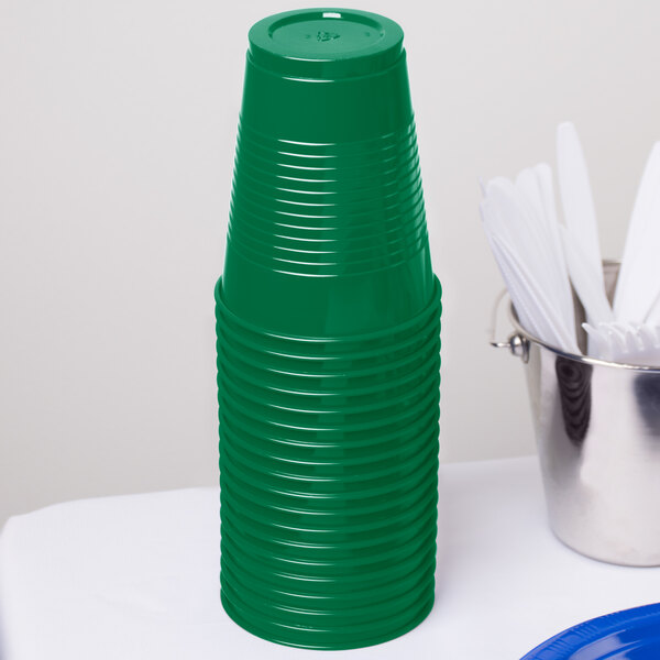 Creative Converting 28112081 16 oz. Emerald Green Plastic Cup - 20/Pack