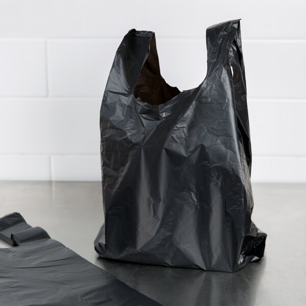 50 BLACK PLASTIC CARRIER BAGS PATCH HANDLES MIXED 3-SIZES OF Small Medium Large 