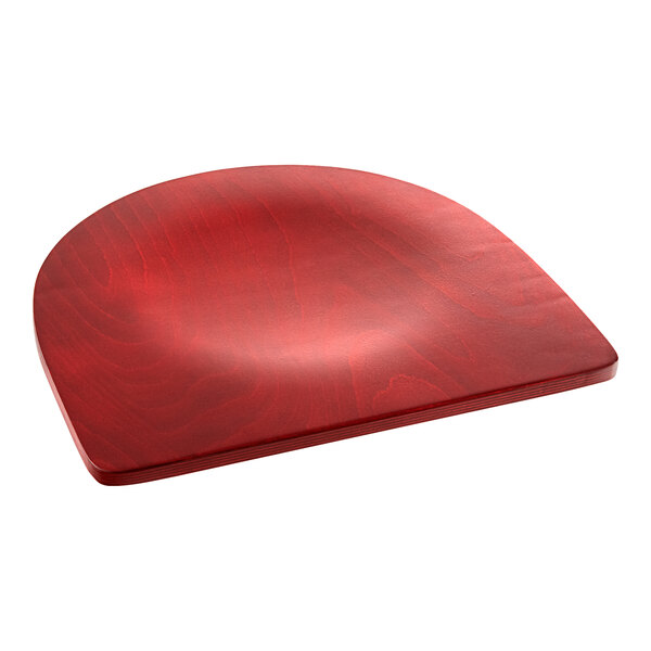 A Lancaster Table & Seating mahogany wood chair with a mahogany wood seat on a red wood surface.