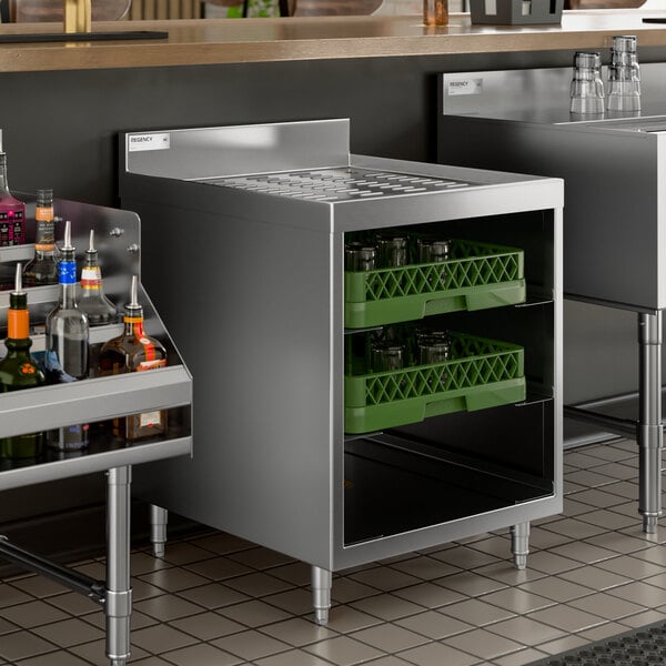 Regency GRSU2324CT Stainless Steel Corrugated Top Glass Rack Storage Unit - 23" x 24"