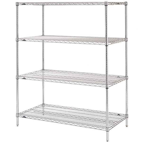 A chrome Metro wire shelving unit with three shelves.