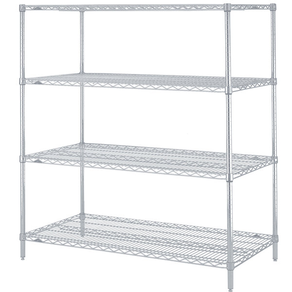 A Metro Super Erecta Brite wire shelving unit with three shelves.