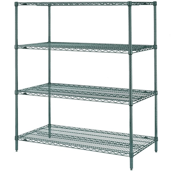 A Metro N336K3 Super Erecta Metroseal 3 wire shelving unit with three shelves.