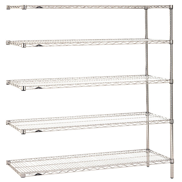 A Metro Super Erecta chrome wire shelving add-on unit with four shelves.