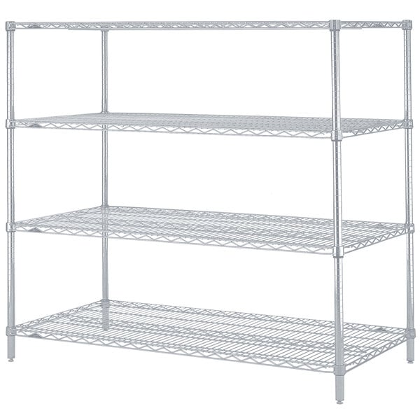 A Metro Super Erecta wire shelving unit with three shelves.