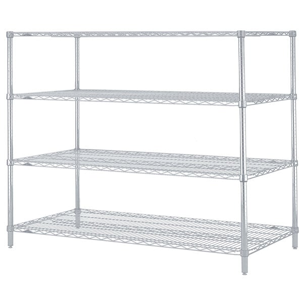 A Metro Super Erecta Brite wire shelving unit with three shelves.