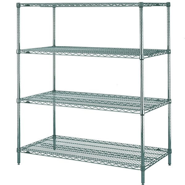 A Metro N436K3 Metroseal 3 wire shelving unit with three shelves.