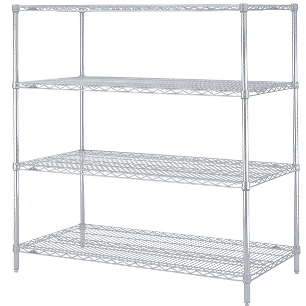 A Metro Super Erecta Brite wire shelving unit with three shelves.