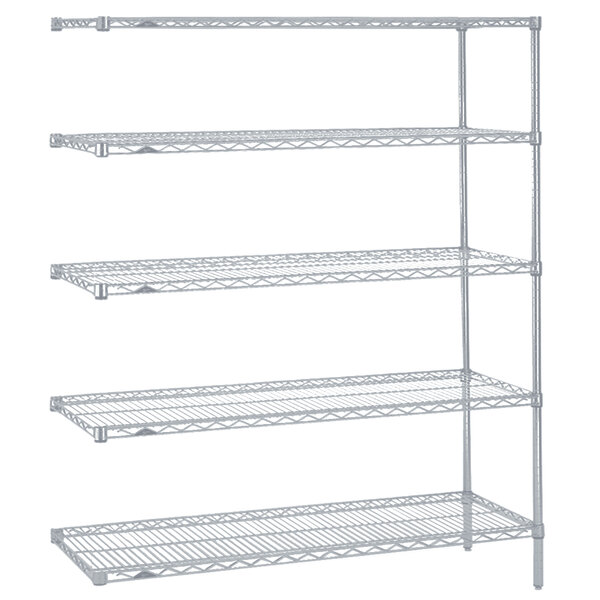 A Metro Super Erecta chrome wire shelving add-on unit with four shelves.