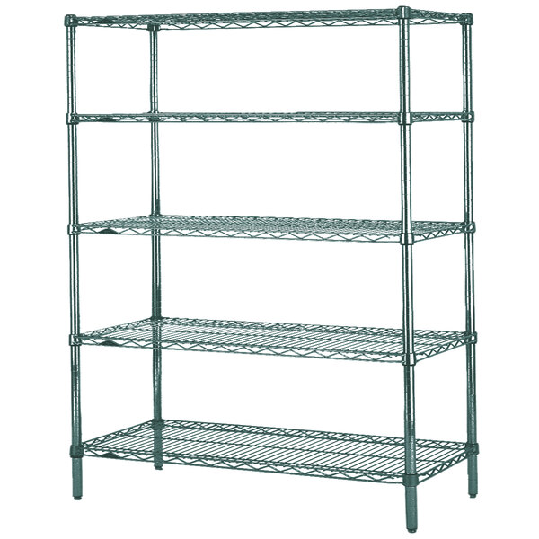 A Metroseal 3 wire shelving unit with four shelves.