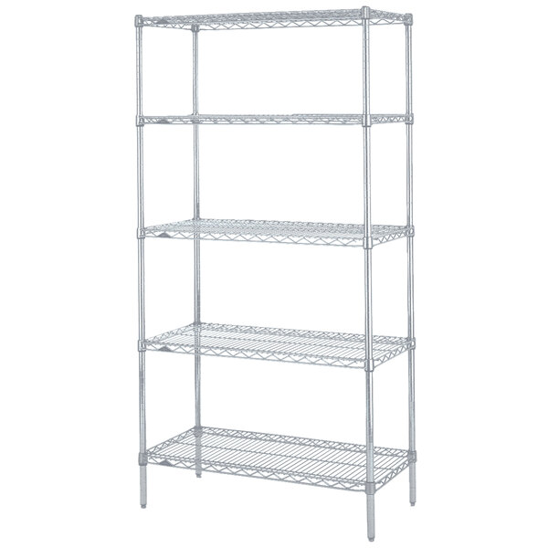 A Metro Super Erecta wire shelving unit with four shelves.