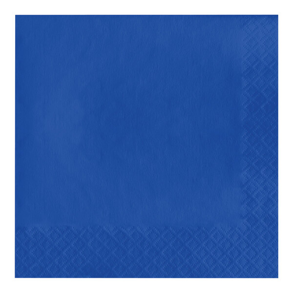 A blue napkin with a diamond pattern.