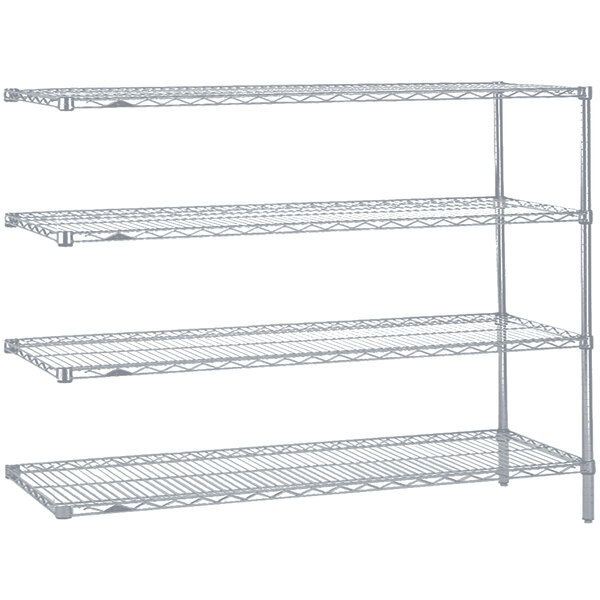 A Metro Super Erecta Brite wire shelving add-on unit with three shelves.