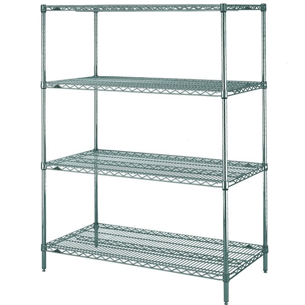 A Metro N516K3 Super Erecta Metroseal 3 wire shelving unit with three shelves.