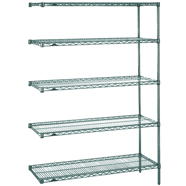 A Metro Super Erecta wire shelving unit with four shelves.