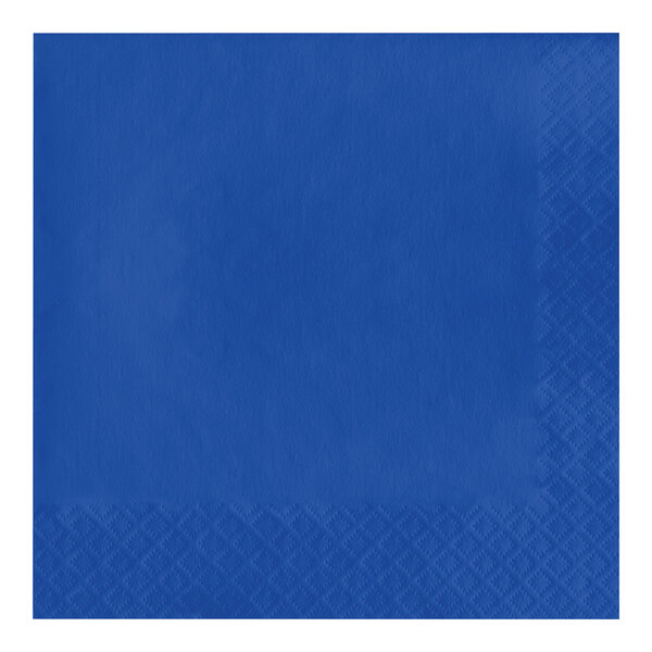 Creative Converting 573147B Cobalt Blue 3-Ply Beverage Napkin - 50/Pack