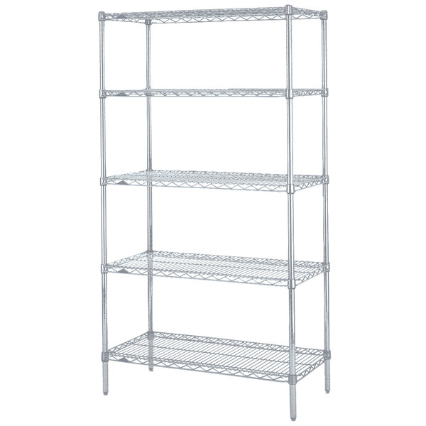 A Metro Super Erecta wire shelving unit with four shelves.