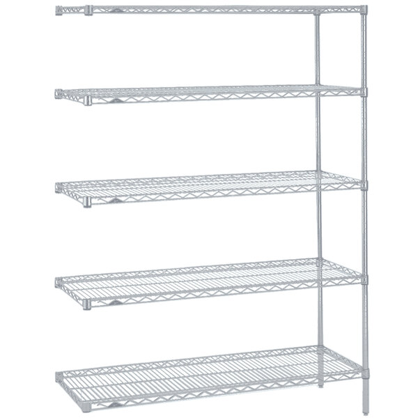 A Metro Super Erecta wire shelving unit with four shelves.