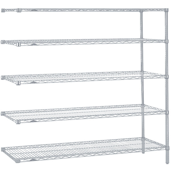 A white Metro Super Erecta wire shelving add-on unit with four shelves.