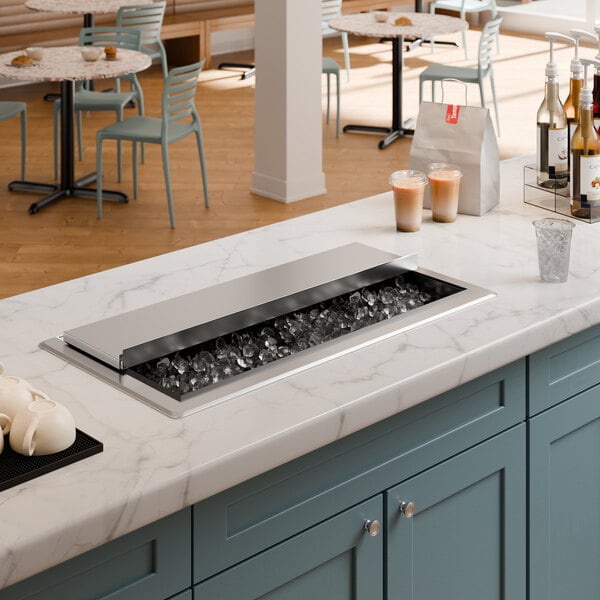 Regency DIIB-183610 18" x 36" Stainless Steel Drop-In Ice Bin with Sliding Lid - 80 lb.