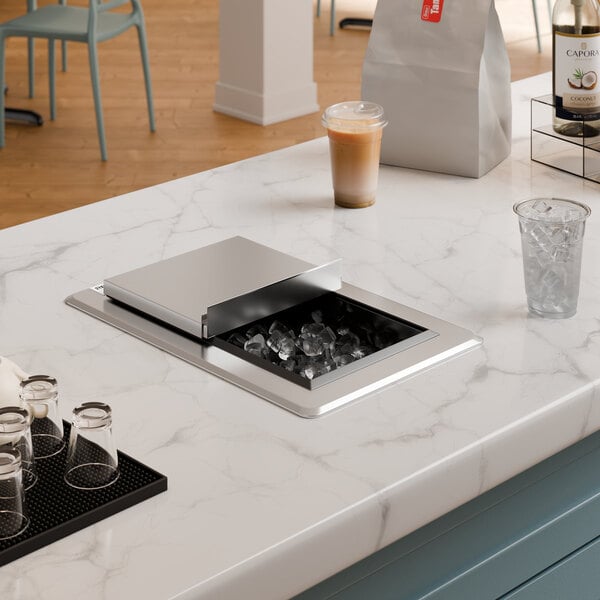 Regency DIIB-181210 18" x 12" Stainless Steel Drop-In Ice Bin with Sliding Lid - 20 lb.