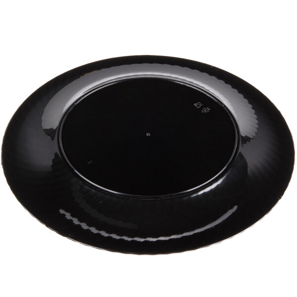 Visions Wave 6" Black Plastic Plate 18/Pack