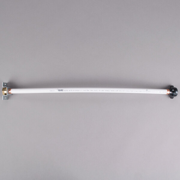 A white Hoshizaki water pipe with black knobs.