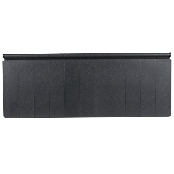 A black rectangular door assembly panel with a white border.