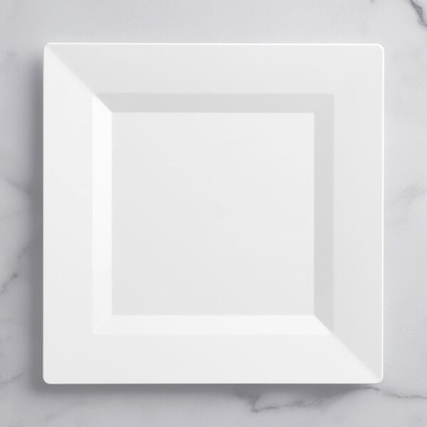 A Visions Florence white square plastic plate on a white surface.