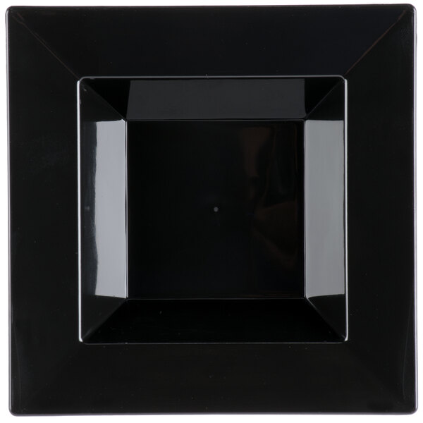 Visions Florence 5 oz. Black Square Plastic Bowl - 10/Pack