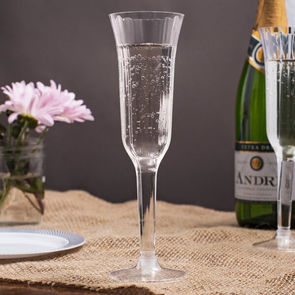 Visions 5 oz. Clear 2-Piece Plastic Champagne Flute - 10/Pack