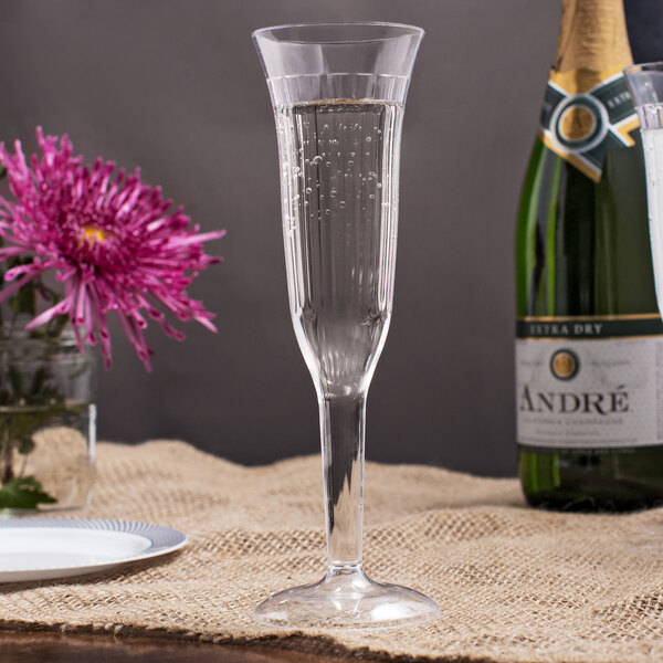 Visions 5 Oz Clear 1 Piece Plastic Champagne Flute 8 Pack