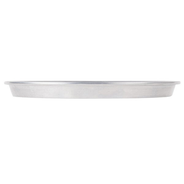An American Metalcraft standard weight aluminum pizza pan with perforated holes.