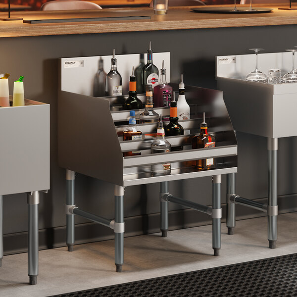Regency LDR-2324 24" Five-Tiered Stainless Steel Liquor Display Rack - 23" Deep
