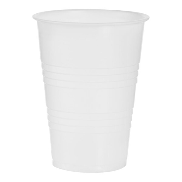 A white plastic Dart Conex cold cup.