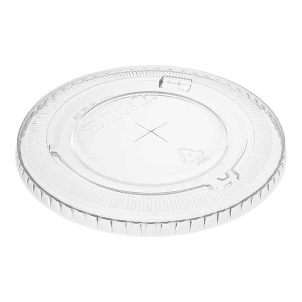 Solo 695TS Clear PET Lid for 12 and 14 oz. Containers with Straw Slot - 1,000/Case