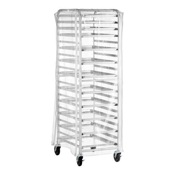 Regency 20 Pan End Load Full Height Bun / Sheet Pan Rack with Cover and 12 Pans - Unassembled