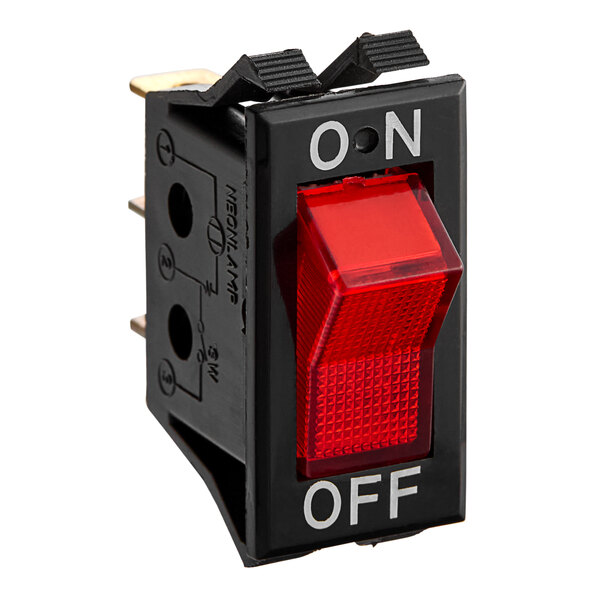 A red Turbo Air On/Off rocker switch with a red light.