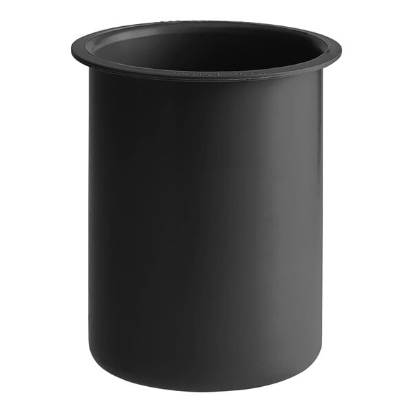 A black solid plastic flatware cylinder.