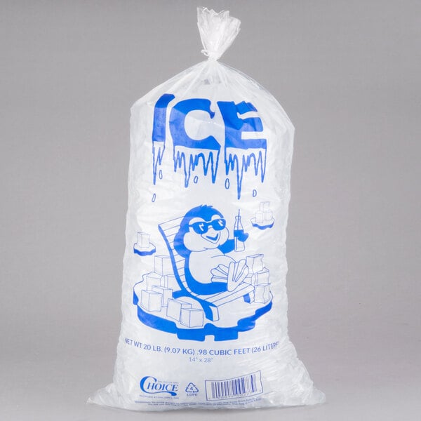 Choice 20 lb. Clear Plastic Ice Bag 