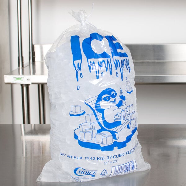 Choice 8 Lb Clear Plastic Ice Bag With Ice Print 1000 Case