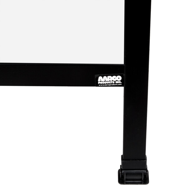 A black Aarco aluminum A-frame sign board with white marker board panels.