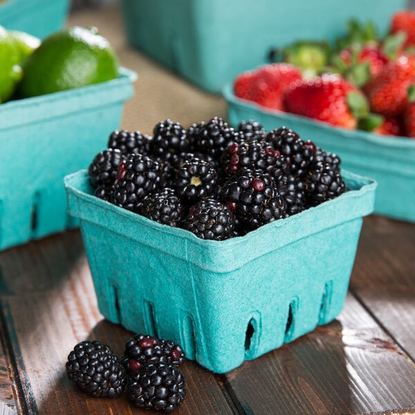 Blackberries in a molded pulp fiber container