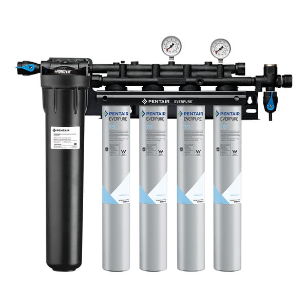 The box for an Everpure Insurice Quad PF-7SI Water Filtration System with Pre-Filter.