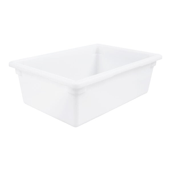 A white rectangular Carlisle food storage container with a lid.