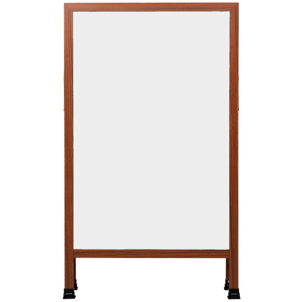 An Aarco cherry wood A-Frame sign board with white marker board.